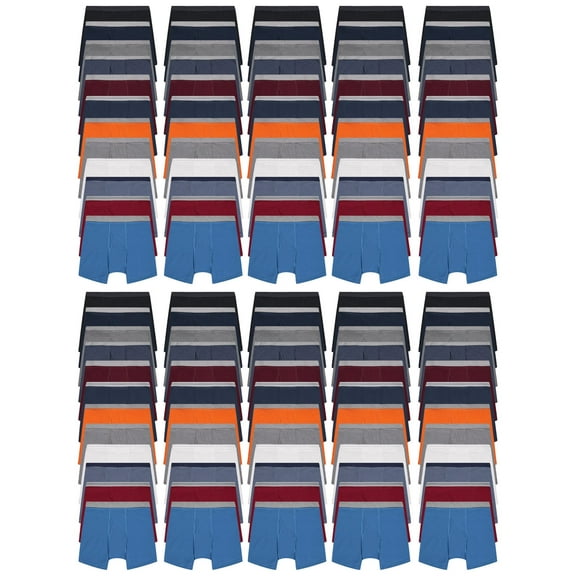 SOCKS'NBULK 120 Pack of Mens Boxer Briefs Wholesale, Colorful Cotton Mens Underwear in Bulk, Donating For Homeless Shelters, Charity, Up to 3XL