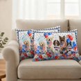 thumbnail image 2 of Independence Day Dog Cat Pillow Covers 2 Pack Watercolor Blue Red Stripe Star Balloon Black Plaid Pillowcase Waterproof Outdoor Throw Pillow Cover for Patio Balcony Rectangular Cushion 20”x12”, 2 of 9