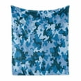 thumbnail image 1 of Camo Soft Flannel Fleece Throw Blanket, Colorful Composition with Abstract Shapes in Sky Color Shades Dark Motifs, Cozy Plush for Indoor and Outdoor Use, 60" x 80", Blue and Pale Blue, by Ambesonne, 1 of 6