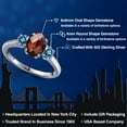 thumbnail image 2 of Gem Stone King 925 Sterling Silver Ring Oval/Checkerboard Red Garnet and Vivid Persian Blue Moissanite (1.99 Cttw, Size 7), 2 of 6