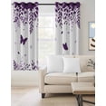 thumbnail image 2 of Butterflies Blackout Curtains 63 Inch Length Spring Purple Butterfly Falling Leaf Plant Silhouette Thermal Insulated Window Curtain Window Drapes 2 Panels for Bedroom Living Room 42"Wx63"L, 2 of 9