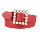 thumbnail image 1 of Mujeres Cinturón de cinturo de material cuero de la PU Hebilla de perla Correa de cinturo Cinturón de cincha rojo, 1 of 4