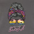 thumbnail image 2 of Messy Bun Salty AF | Cool Neon Leopard Print Bandana | Fashion Womens Slim Fit Junior Tee, Dark Grey, XL, 2 of 5