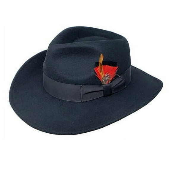 Different Touch Indiana Jones Outback Cowboy Crushable Wool Black Fedora Hats
