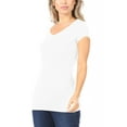 thumbnail image 2 of Moa Collection Women Casual Solid V-Neck Short Sleeve Basic T-Shirt Top, 2 of 4