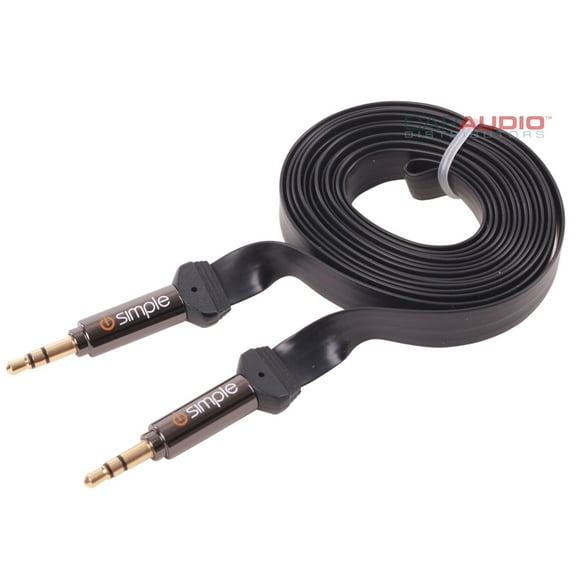 iSimple ISMJ56B 6ft Max Flat Black Audio Cable 3.5mm To 3.5mm