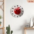 thumbnail image 5 of 2D Flat 1pc 10Inch Wooden Red Apple Wall Clock - Silent Non-Ticking Round Clock with Golden Hands, Battery Operated (AA Not Included) - Modern Home Decor for Living Room, Kitchen, Office, 5 of 7