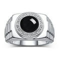 thumbnail image 1 of RYLOS Men's Rings Sterling Silver Ring Cabochon Gemstone & Diamonds Designer Style Onyx Rings For Men Size 11, 1 of 7