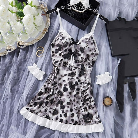 Abomasnow Clearance Clothes Under $10.00 Womens Lace Lingerie Floral Babydoll Dress Mesh See Sheer Chemise Strappy V Neck Sleepwear Nightgown Sexy Nighty