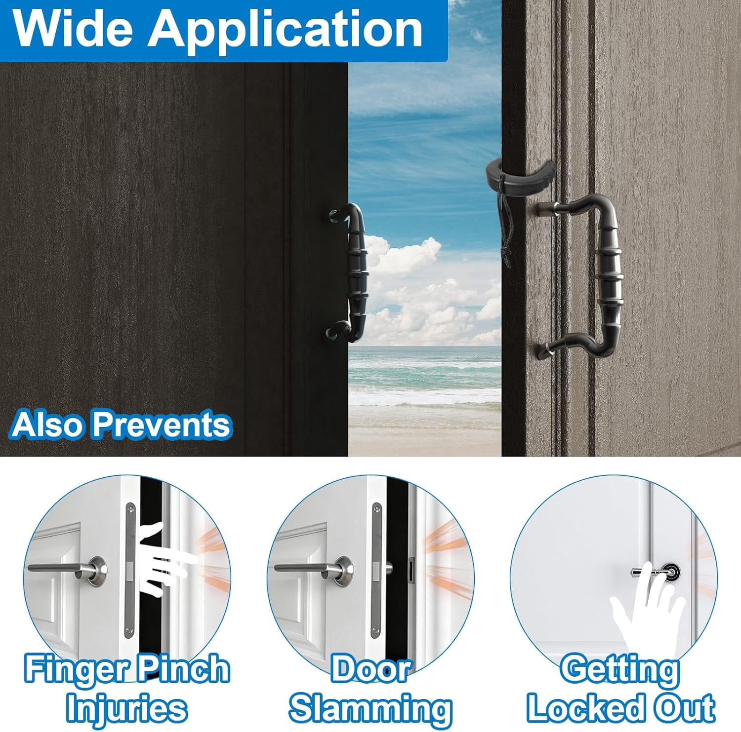 ABCISI 10 Pcs First Responder Door Stops, Multi-Purpose Door Jammar with Nylon Cord, Compatible Tactical Gear for Police Law Enforcement Emergency Medical Services Firefighter (Black)