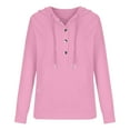 thumbnail image 4 of QQAMB Womens Sweatshirts 2023 Casual Hoodies Button Collar Drawstring Hooded Sweatshirts Long Sleeve Fall Trendy Pullover Tops Pocketed Pink L, 4 of 6