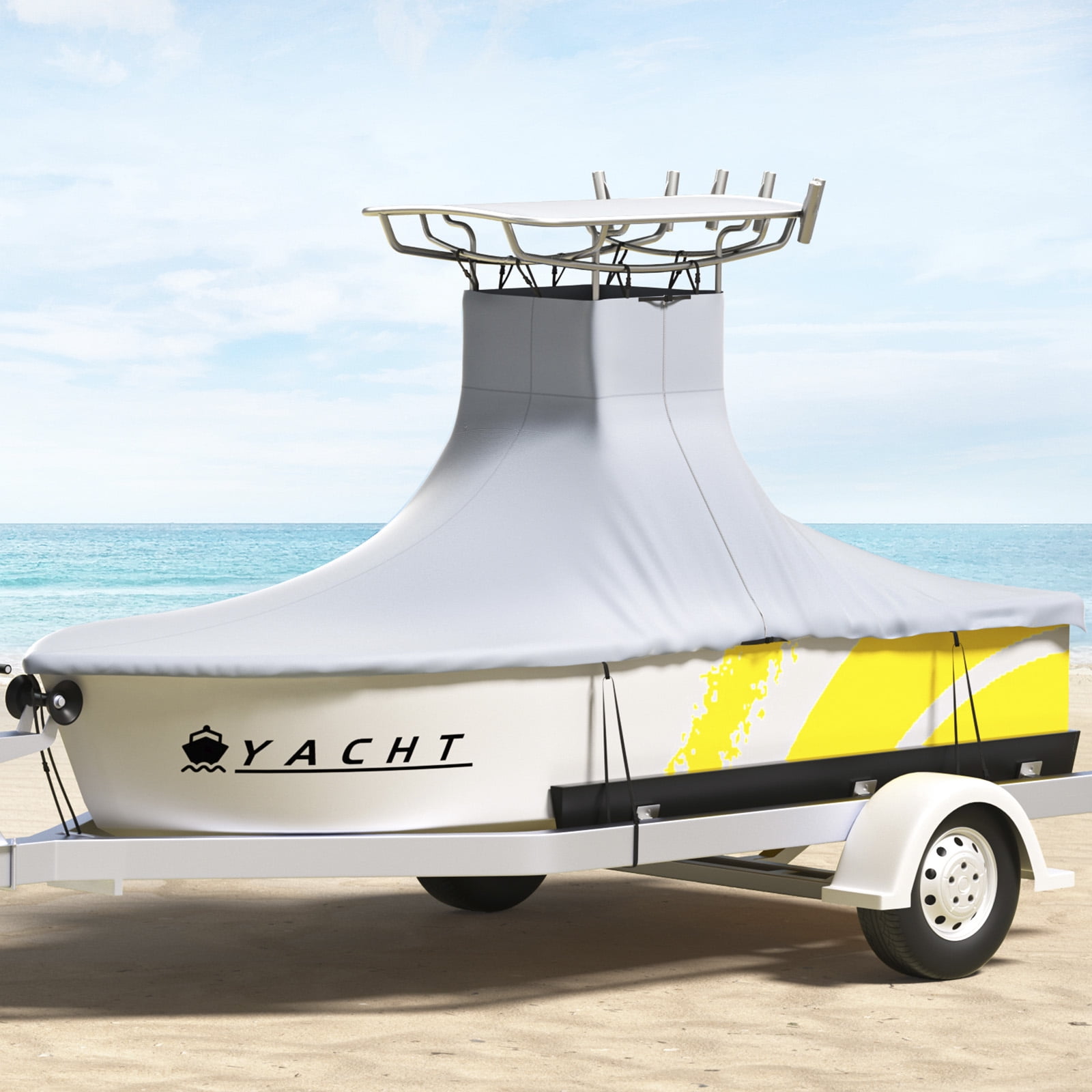SKYSHALO 18 20FT 600D Heavy Duty Center Console T Top Roof Boat Cover Waterproof Storage