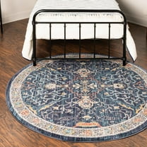 Unique Loom Lola Collection Area Rug - Vivacious (5' 2" Round Navy Blue/Gray)