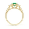 thumbnail image 2 of ANGARA Natural Classic Prong Set Round Emerald and Diamond Three Stone Ring in 14K Yellow Gold for Women (Size-6mm) | May Birthstone, Anniversary, Jewelry Gift for Women | Natural Emerald Ring, 2 of 8