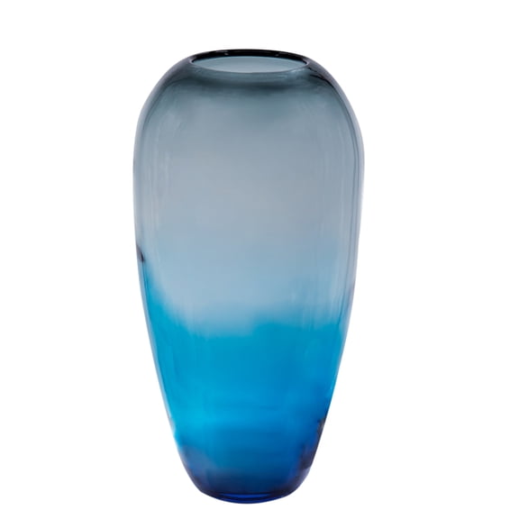 CC Home Furnishings Handmade Glass Vase - 15" - Blue and Gray