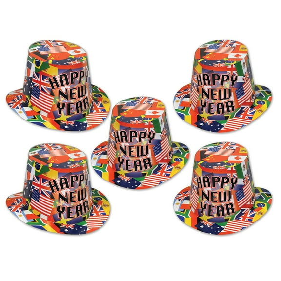 Beistle Club Pack of 25 International Hi-Hat "Happy New Years" Legacy Party Favor Hats