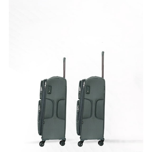 Emblem Falcon 24 Pieds'/28 Pieds' Ensemble de 2 Valises Souples à Roulettes Pivotantes, 1200D Légères avec Roues à 360 Degrés, et Sac Trolley Extensible, Gris