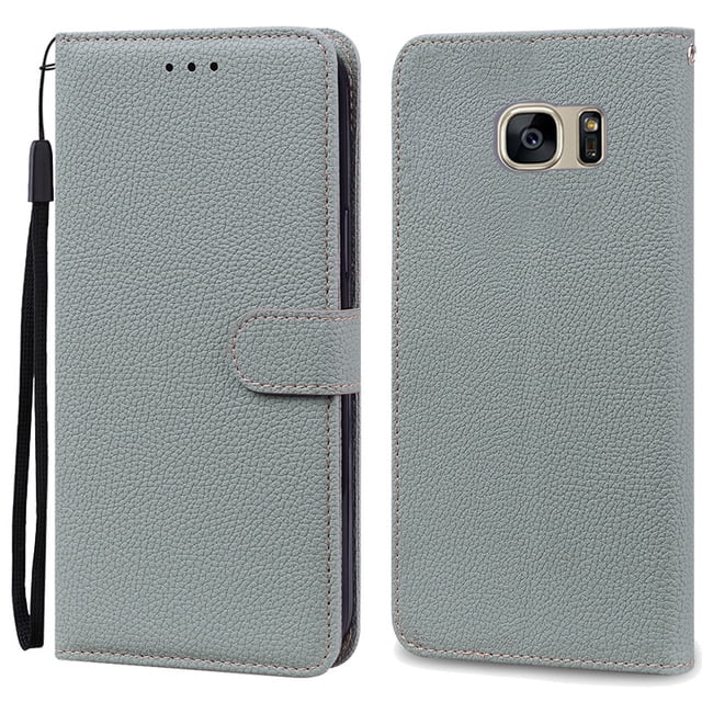 S7Edge Case For Samsung Galaxy S7 Case Leather Wallet On For Samsung S7 Edge Case Soft Flip Cover For Samsung S7 S 7 Edge Fundas Grey For Samsung S7 Edge