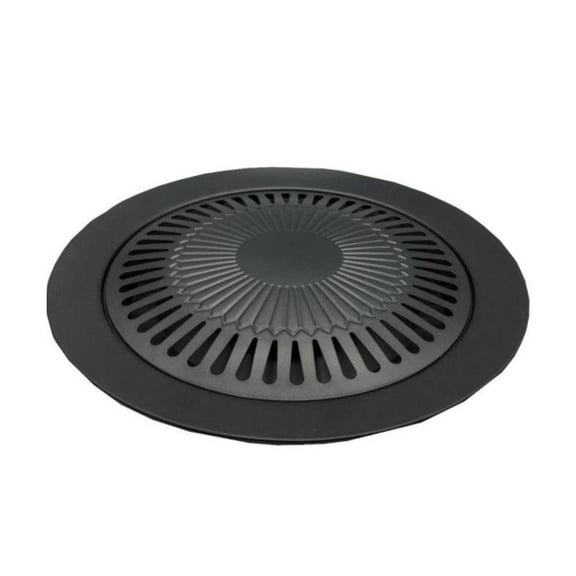 Barbecue Round Plate Korean BBQ Grill No Burnt Fat Picnic Pan Outdoor L4Z6