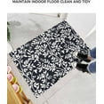 thumbnail image 6 of Shag Bath Rugs White Leaves Floral Seamless Plush Soft Fluffy Doormat Floor Carpet,Non-Slip Living Room Bedroom Kitchen Entryway Door Mats Overlay Botanical on Black, 6 of 6