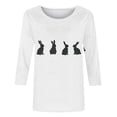 thumbnail image 4 of 3/4 Manga Tops para las Mujeres Pascua Floral Cuello Redondo Suelto Camiseta Moda Casual, 4 of 5