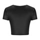 thumbnail image 5 of Mujeres Manga Corta Tops Casual Nuevo Cuello Redondo Imitación Cuero de Manga Corta Top, 95% Poliéster 5% Camiseta de Spandex, Lavado a Mano Hogar Desgaste, 5 of 8