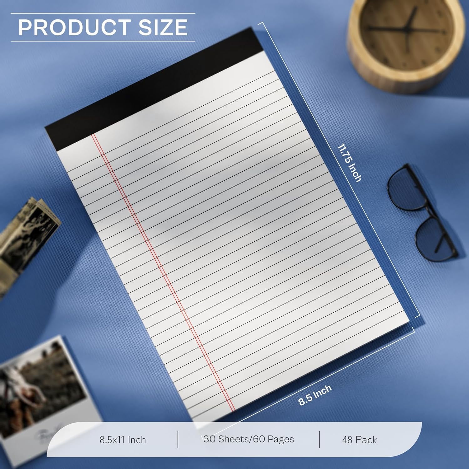 MM 48 Pack Legal Pads Bulk 8.5 x 11 White Note Pads, Wide Ruled Legal Pads,Micro Perforated Notepads 8.5'' x 11'' with Sturdy White Back, 30 Sheet/Notepad,Writing Pad for Work Study Daily Note Taking