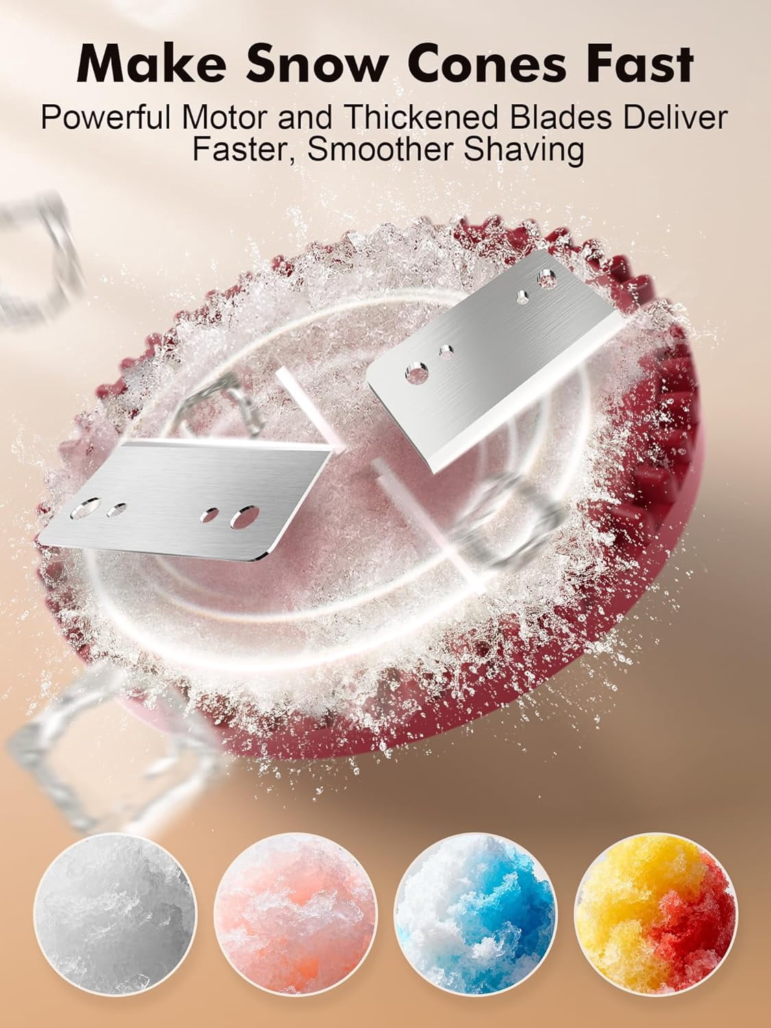 Electric Snow Cone Maker, Mini Snow Cone Machine with Reusable Cup, Portable Tabletop Slushie & Shaved Ice Maker for Home Party, Red