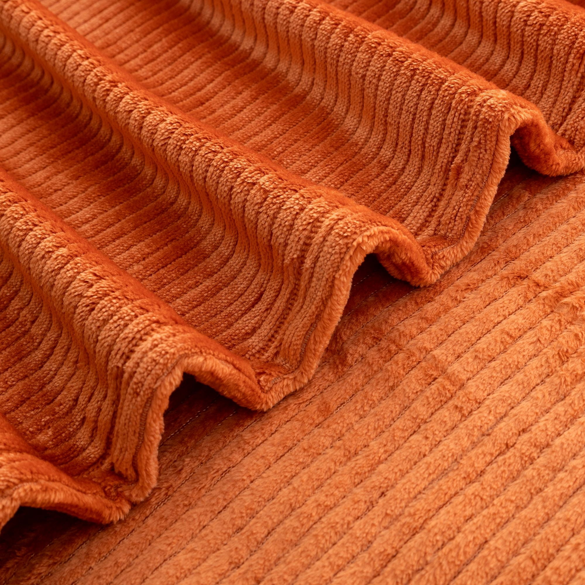 Berkshire Life Burnt Orange Cozy Classic Plush Oversized Ribbed Textured Throw Blanket