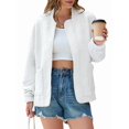 thumbnail image 3 of Jackets for Women Autumn Fashion Cute Jacquard Coats Zip Up Jackets Dressy Casual White M, 3 of 9