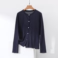 thumbnail image 2 of Miluxas Women's Classic Long Sleeve Cardigan Solid Color Round Neck Casual Open Front Button Down Cardigans Navy XL(XL), 2 of 7