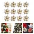 thumbnail image 2 of Gymnture christmas 12Pcs Glitter Poinsettia Flowers for Xmas Tree Ornaments, 2 of 10