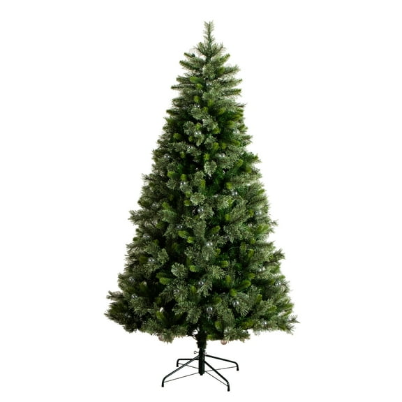 Nearly Natural 7.5ft. Artificial Christmas Tree with 450 Warm White Clear Globe Bulbs and LED Lights