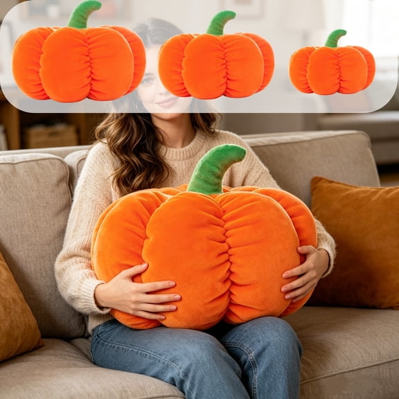 Kdkad Pumpkin Shaped Throw Pillows, Cute Fall Cushion for Thanksgiving Halloween Decorations, Multi-Size Pumpkin Pillows for Bed Sofa and Couch, Warm and Cozy Room Fall Decor, L