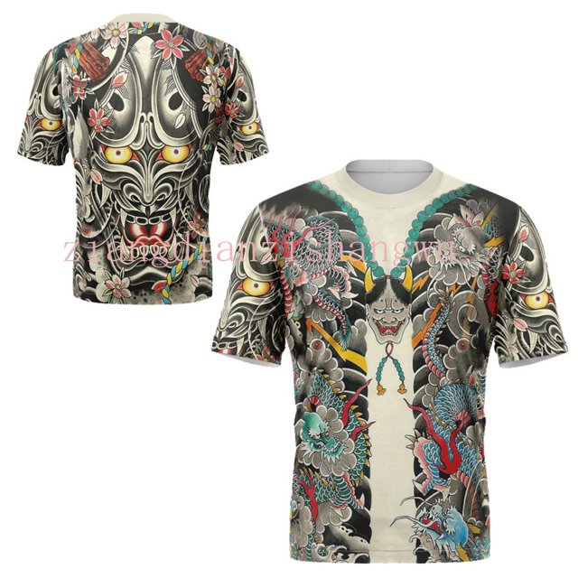 Camiseta Japonesa De Tatuaje Medio Armadura prajna Impresión Hombres Verano Harajuku Casual De Manga Corta