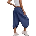 thumbnail image 2 of Loose Capri Pants for Women Elastic Waist Lightweight Casual Shorts Summer Outdoor Cropped Pants, 2 of 7
