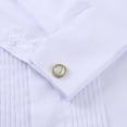 thumbnail image 5 of TANSILING Men's White Tuxedo Dress Shirt with Red Bow Tie, Pleated Front, French Cuff Formal Wedding Shirt, 5 of 6