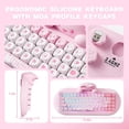 thumbnail image 4 of YUNZII C68 Clavier Mécanique Sans Fil, Disposition 65 %, Échange à Chaud, Triple Mode BT5.0/2.4G/filaire, Rétroéclairé RVB NKRO, Design Ergonomique en Silicone Chat Mignon pour Win/Mac (Rose, Interrupteur Milk), 4 of 9