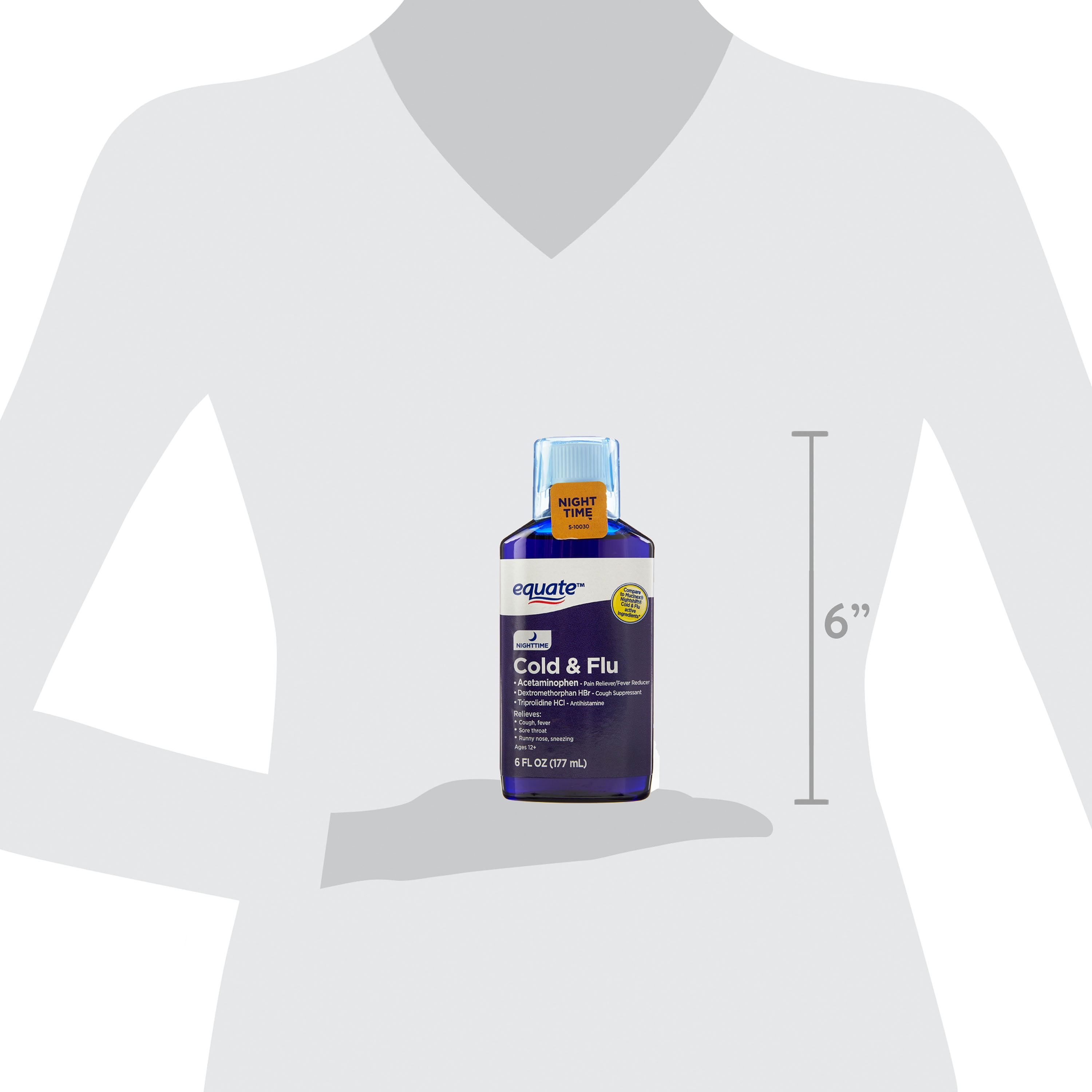 Equate Nighttime Cold & Flu Liquid, 6 fl oz, Compare to Mucinex® Nightshift® Cold & Flu Active Ingredients