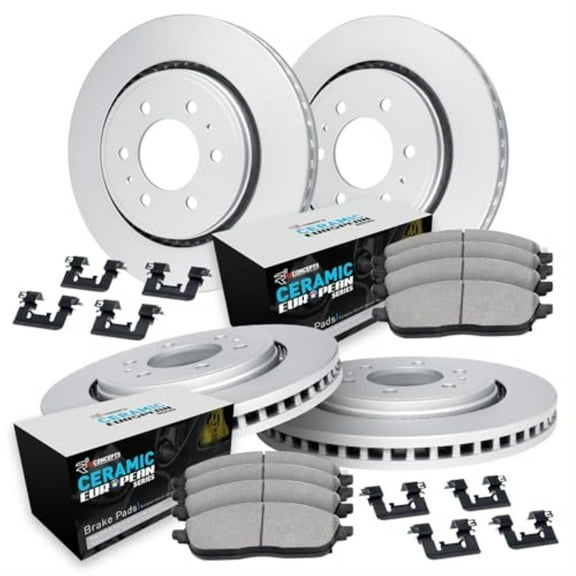 R1 Concepts Wdth2 10993 R1 Brake Rotors Carbon Coated W/ Euro Ceramic Pads & Fits select: 2004-2009 CADILLAC SRX