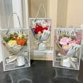 thumbnail image 6 of Crochet Flowers Bouquet with Bag - Hand Knitted Wool Flower Rose Small Bouquet Box Bouquet Valentine's Day, Handmade Crochet Flower for Valentine, Wedding, Birthday, Gift for Wife, Friend, Teacher, 6 of 7