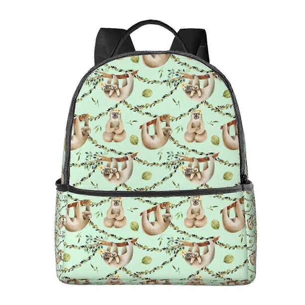 Sloth Leaves Cute Animal Backpack,Large Capacity Travel Backpack,Laptop Backpack,Water Resistant Backpack For Women Men