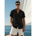 thumbnail image 5 of RICHCOIN Men's Linen Shirts Short Sleeve Casual Shirts Button Down Shirt for Men Summer Beach Shirt, 5 of 7