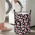 thumbnail image 4 of Large Laundry Basket with Handles - pink berry blossom black Kids Baby Dirty Clothes Laundry Hamper for Bedroom Aesthetic, 4 of 5