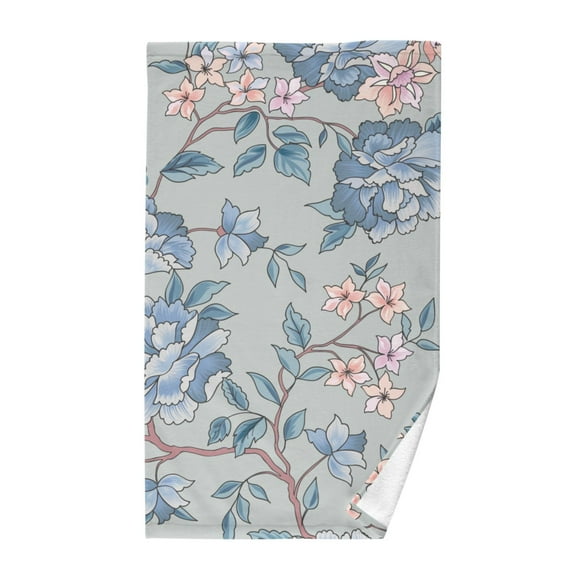 Retro Blue Flowers Cotton Face Towels Soft Hand Towel Absorbent Bathroom Towel for Kitchen Hotel Decoration