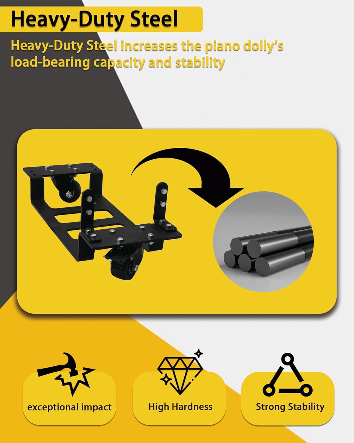 2Pcs  Heavy-Duty Piano Dolly for Moving, Suitable for Home, Concert Hall Piano Transport's Piano Mover,with Brakes Piano Dollies