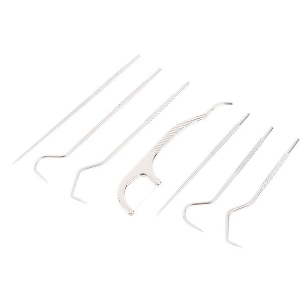 Juego de herramientas dentales portátiles, herramienta para recoger dientes con hilo dental, Kit de cuchara para recoger orejas en espiral de acero inoxidable, higiene bucal, eliminación de sarro Gao Jinjia LED