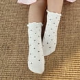 thumbnail image 3 of SILVERCELL Kids Girls Cotton Cute Socks Toddler Low Cut Crew Ankle Cute Lace Dots Print Socks 5 Pairs, 3 of 12