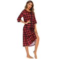 thumbnail image 6 of Eternatastic Womens Zipper Robe 3/4 Sleeves Loungewear Dress Full Length Sleepwear Pockets Housecoat Nightgown Long Bathrobe, 6 of 7