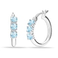 thumbnail image 5 of LeCalla 925 Sterling Silver Hypoallergenic 3MM Round Blue Topaz Click-Top Small Hoop Earrings for Women and Teen 16MM, 5 of 7